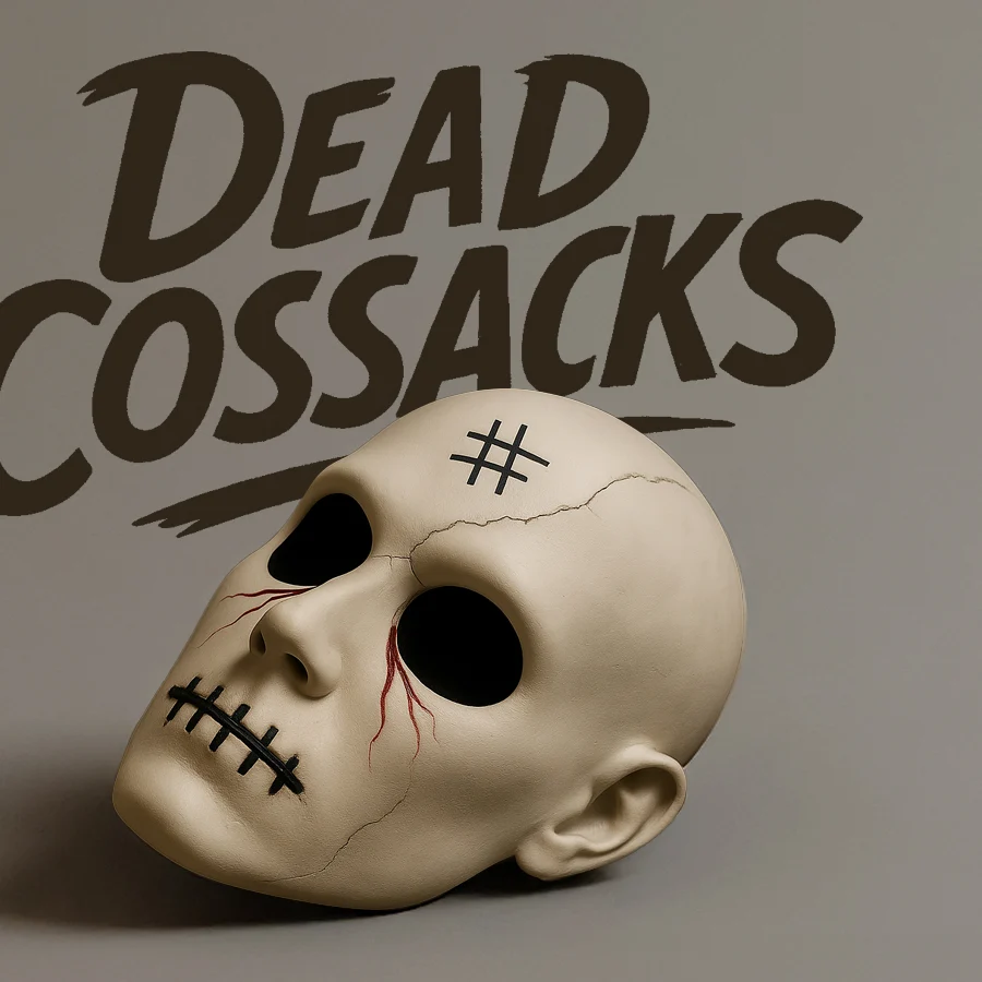 Керамічний череп у масці гурту під намальованим логотипом Dead Cossacks